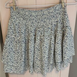 Sienna Sky Blue and Cream Floral‎ Mini Skirt